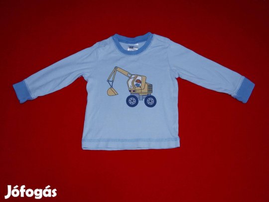 H&M világoskék, markolós hosszú ujjú póló 80-as, 1 éves fiúra