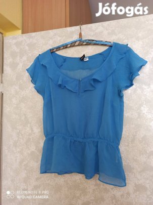 H&M világoskék rövid ujjú muszlin blúz
