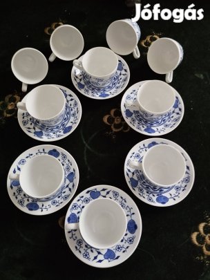 Hagymamintás mokkáscsészék alátétekkel / 6 db./ +4 csésze