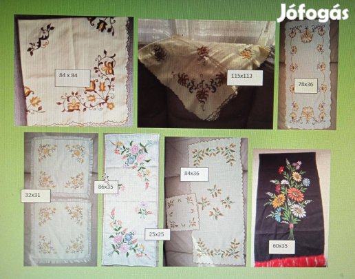 Hagyományőrző kézi hímzésű terítő 9 féle együtt és külön is