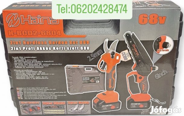 Haina dupla akkumulátoros láncfűrész és metszőolló 62V H-BCD2-6804