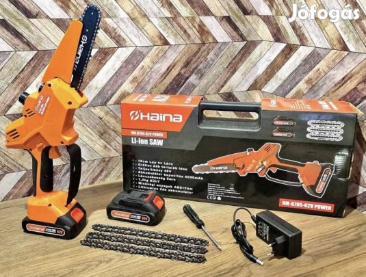 Haina profi akkus egykezes láncfűrész, láncolajzóval, 3 lán 2 vezető