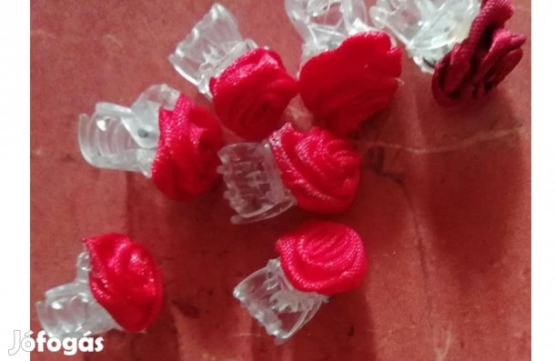 Hajcsat textil rózsa piros 7 db - farsangi jelmezhez