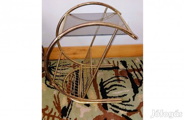 Hajlított csővázas retró lerakó asztal