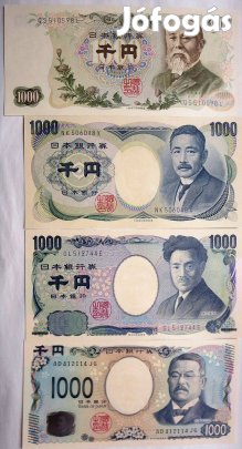 Hajtatlan 1000 jenes bankjegyek (4db)
