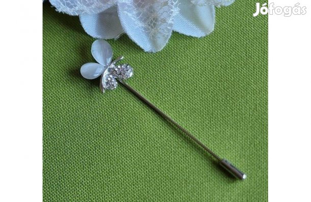 Hajtókatű, kitűző HAT02 - Strasszköves macskaszemes pillangó 17x70mm