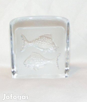 Halak horoszkóp üveg levélnehezék svéd Nybro