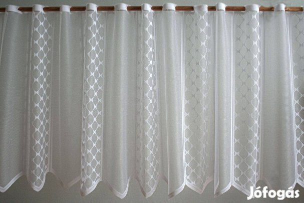 Háló mintás új fehér vitrázs függöny (11m x 60 cm)