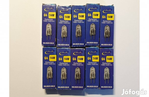 Halogén égő izzó G4 foglalat 12V 14W (10db egyben) - mind 0km-es