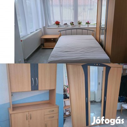 Hálószoba bútor tükrös szekrény ágy komód felső szekrény éjjeli szekré