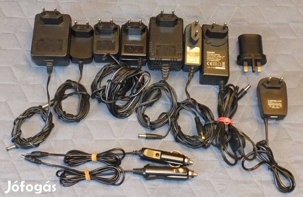 Hálózat adapterek 9 darab, Philips, Vileda, Nokia STB.+ szivargyújtó