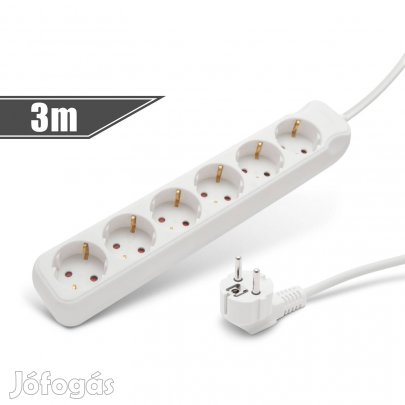 Hálózati Elosztó 6-os dugalj hosszabbító 3 m 250V 16A 3500W