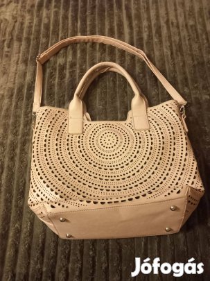 Halványrózsaszín műbőr női táska