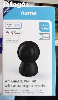 Hama (176613) WiFi kamera 1080p beltéri forgatható mozgásérzékelő feke