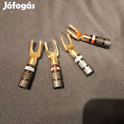 Hangfal villás aranyozott csatlakozó hifi 4 mm es kábel csavaros rögzí