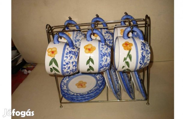 Hangulatos kávés szett 6 db-os, állvánnyal