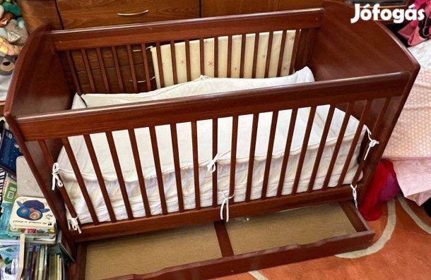 Hanna álom kombi babaágy ágyneműtartóval tömör csomómentes fenyőből