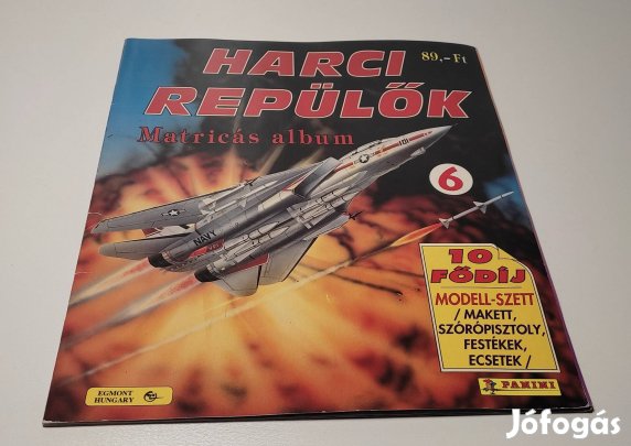 Harci repülők matricás album 42 ragasztott matrica