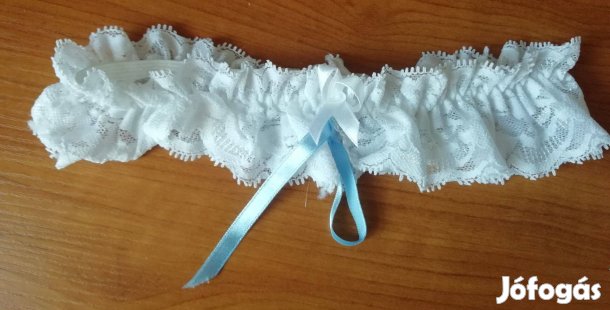 Harisnyatartó combgyűrű fehér, kék masnival