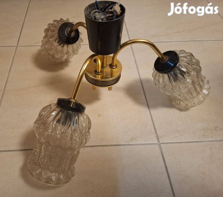 Három ágú retro csillár üvegbúrával