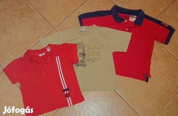 Három darab színes rövidujjú póló 80-86-os méretben tiszta, rendes hib