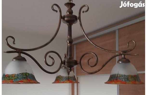 Háromágú kézzel festett csillár eladó