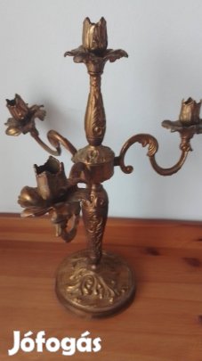 Háromágú réz gyertyatartó 