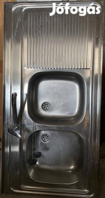Háromrészes mosogató, rozsdamentes, csapteleppel