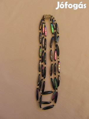 Háromsoros színjátszó nyaklánc - bizsu