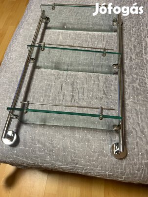Háromszintes üveg polc, fürdőszoba polc eladó