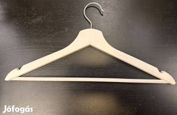 Használt Fa Vállfa Eladó (44cm, nadrágtartós, fehér, bevágásos vállú)