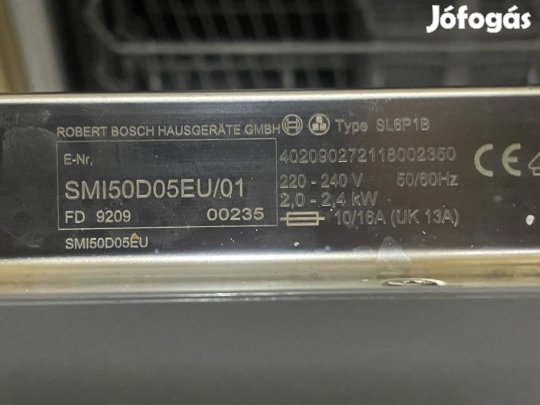 Használt, hibás beépíthető Bosch mosogatógép