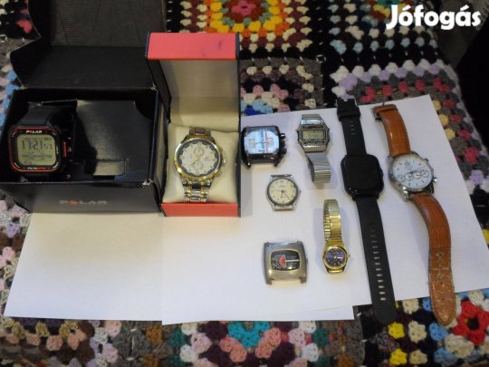 Használt karóra csomag pakk 9db hibás Slava Japona Geneva Polar