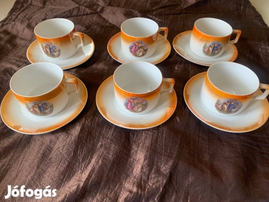 Hat személyes Zsolnay mitológiai jelenetes teáskészlet alátéttel