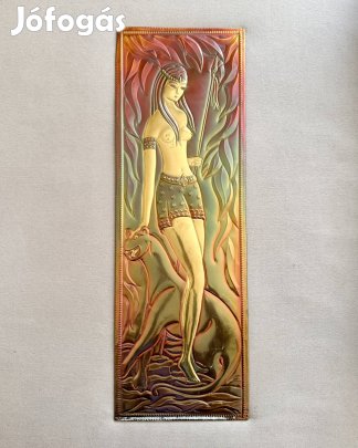 Hatalmas Art deco stílusú fémlemez dombormű alkotás