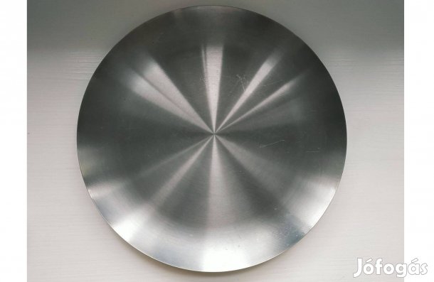 Hatalmas, kültéri/beltéri, kerek, fém gyertyatál (átmérő 28,5cm)