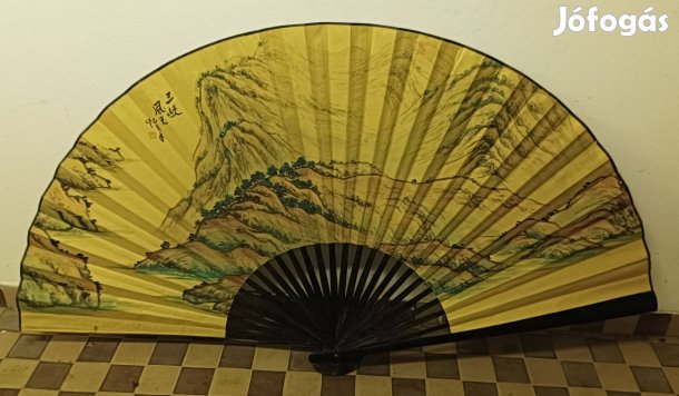 Hatalmas disz legyező, távol keleti kézimunka, eladó tiszta új