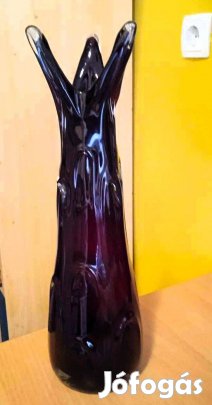 Hatalmas gyönyörű, régi cseh, mélybordó, súlyos kristályüveg váza