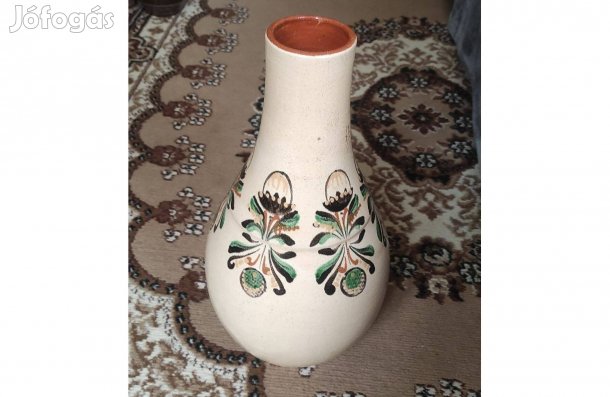 Hatalmas kerámia váza virágmintás, 40cm