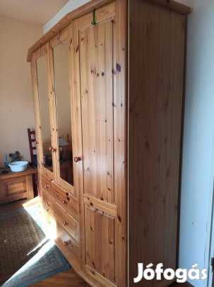 Hatalmas két tükrös fenyő gardrób szekrény