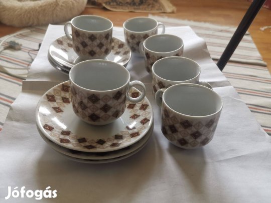 Hatrészes porcelán kávéscsésze szett kávéskészlet