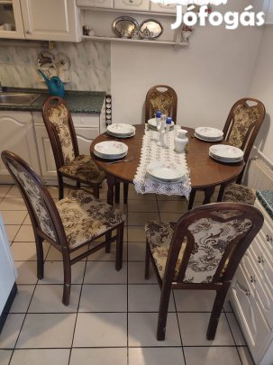 Hatszemélyes diószínű étkezőgarnitúra