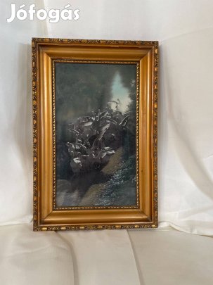 Hattyús kézzel hímzett kép