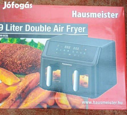 Hausmeister Dupla kosaras Air Fryer forrólevegős sütő, 9 literes, új
