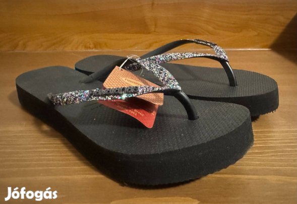 Havaianas papucs, Új, Címkés, Dobozos, Eu 37-38 Fekete