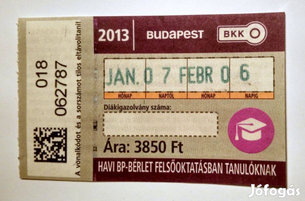 Havi Bp-Bérlet Felsőoktatásban Tanulóknak 2013 Január (Ver.2) 2képpel
