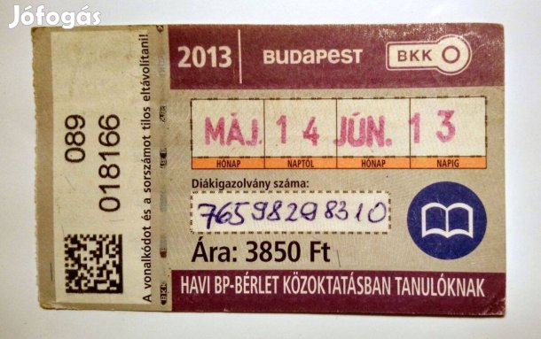 Havi Bp-Bérlet Közöktatásban Tanulóknak 2013 Május (2képpel)