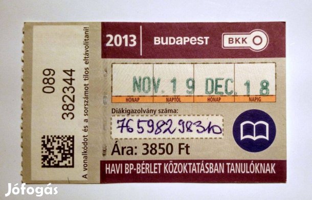 Havi Bp-Bérlet Közöktatásban Tanulóknak 2013 November (2képpel)