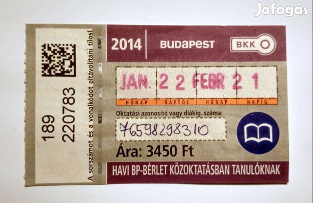 Havi Bp-Bérlet Közöktatásban Tanulóknak 2014 Január (2képpel)