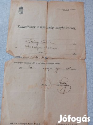 Házassági Tanúsítvány 1914 Születési AK 1935 Keresztlevél 1954 egybe
